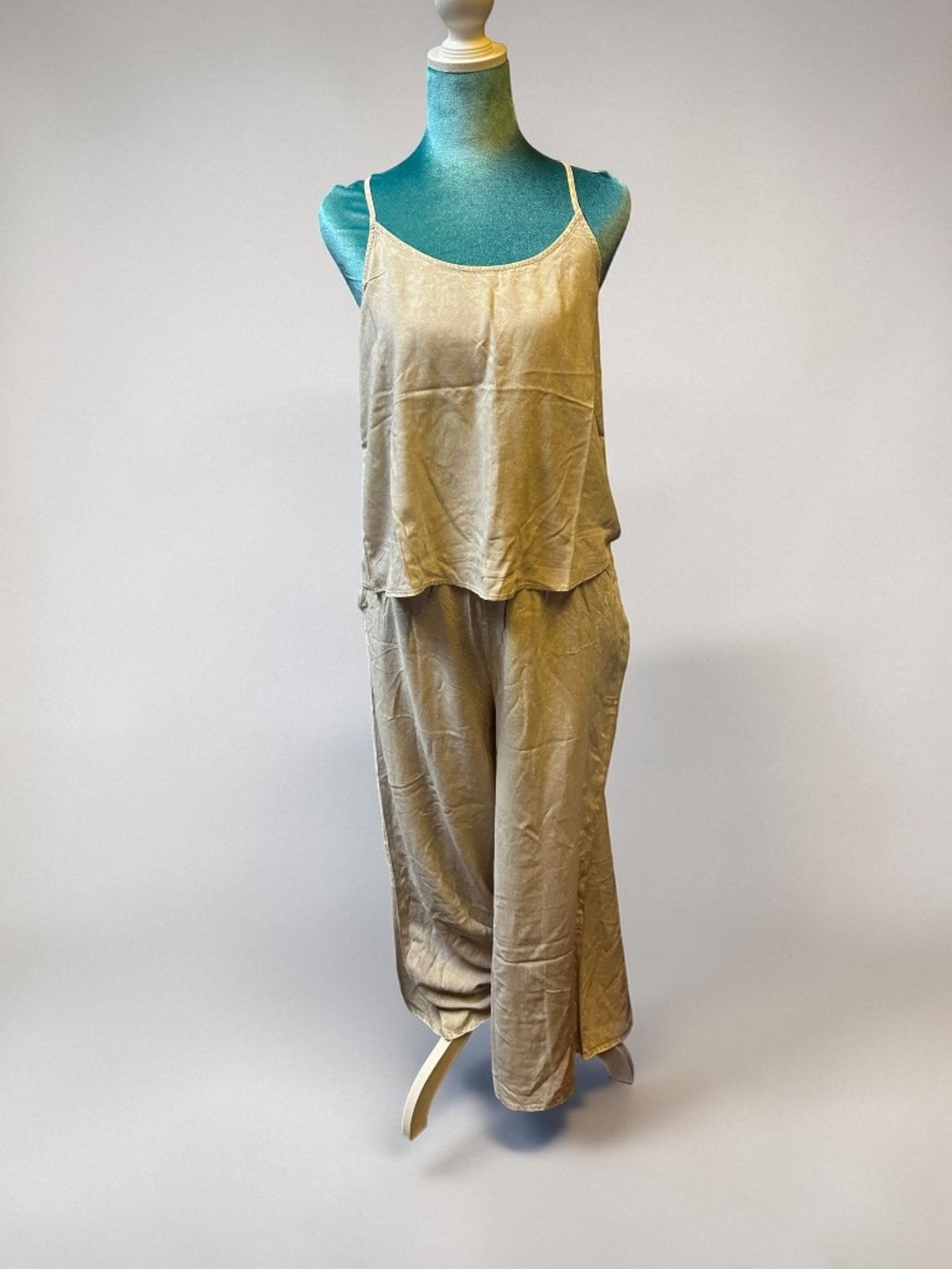 Acid Crinkle Wash Cami & Wide-Leg Pants 2-Piece Set